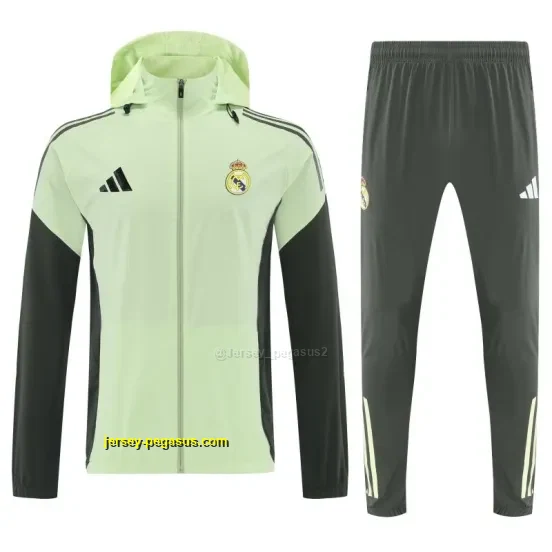 Real Madrid Mint Green Full zipper Jacket Tracksuit+ long pants