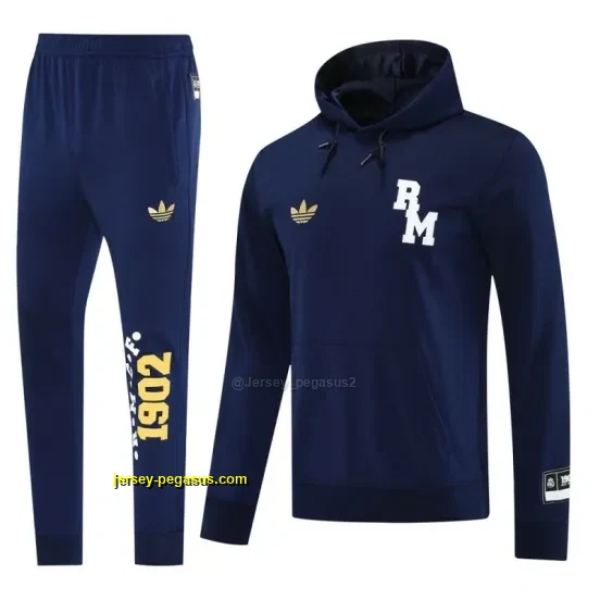 Real Madrid Navy Hoodie Full Zipper Jacket + Long Pants