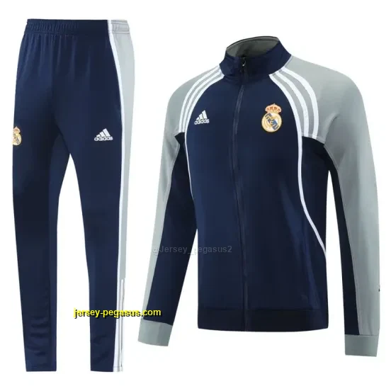 Real Madrid NavyGrey Full Zipper Jacket +Long Pants