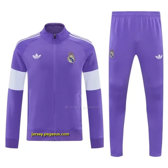 Real Madrid Purple Full Zipper Jacket Tracksuit + Long Pants