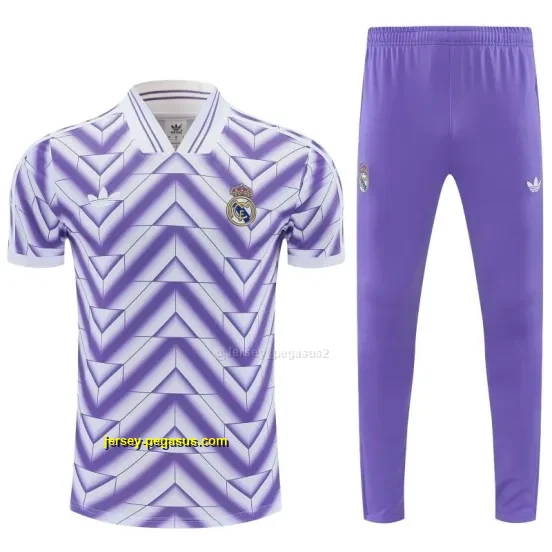 Real Madrid Purple Short Sleeve Tracksuit + Long Pants