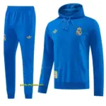 Real Madrid Royal Blue Pullover Hooded Tracksuit + Long Pants