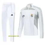 Real Madrid White Half Zipper Jacket+Long Pants