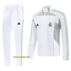 Real Madrid White Half Zipper Jacket+Long Pants