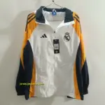 Real Madrid White Hooded Mid-length Jacket