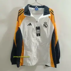 Real Madrid White Hooded Mid-length Jacket