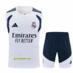 Real Madrid White Sleeveless Vest Tracksuit + Short Pants