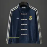 Retro Real Madrid Navy Blue Chinese Button Jacket