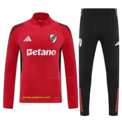 Riverbed Red Half Zipper Jacket Tracksuit + Black Long Pants