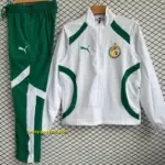 Senegal National Team White with Green Full zipper Jacket Tracksuit+ long pants