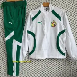 Senegal National Team White with Green Full zipper Jacket Tracksuit+ long pants