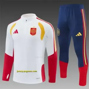 Spain Away White Half Zipper Jacket Tracksuit + Long Pants