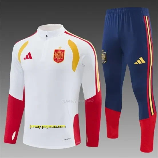 Spain Away White Half Zipper Jacket Tracksuit + Long Pants