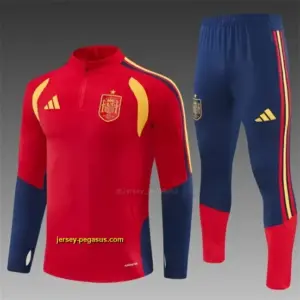 Spain Home Red Half Zipper Jacket Tracksuit + Long Pants