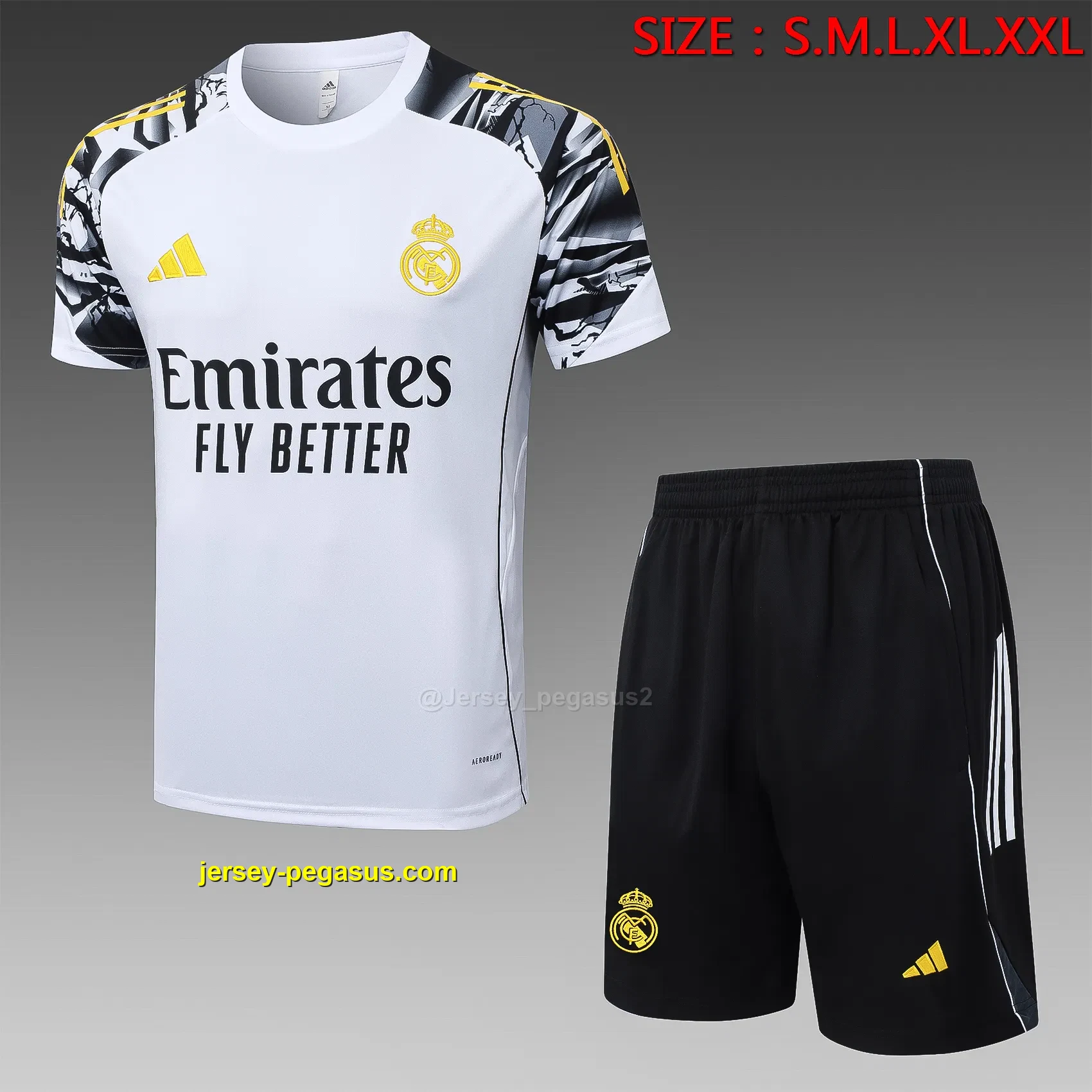 2526 Short Sleeve Real Madrid White (Sleeve Inkjet)-Real Madri 2526 Short Sleeve Real Madrid White (Sleeve Inkjet)-Real Madri