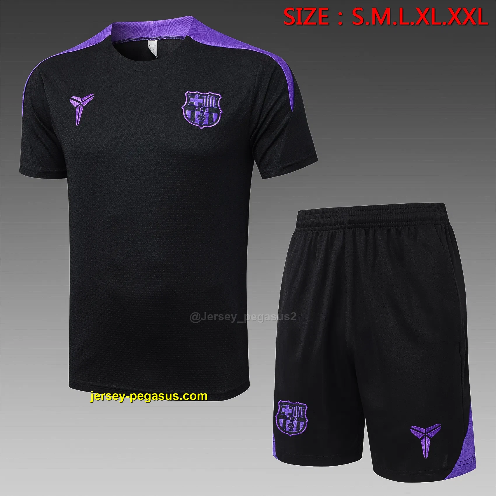 2526 short-sleeved Barcelona black (team logo purple)-Barcelona 2526 short-sleeved Barcelona black (team logo purple)-Barcelona