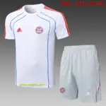 2526 short-sleeved Bayern white retro version (blue edge)-Bayern Munich