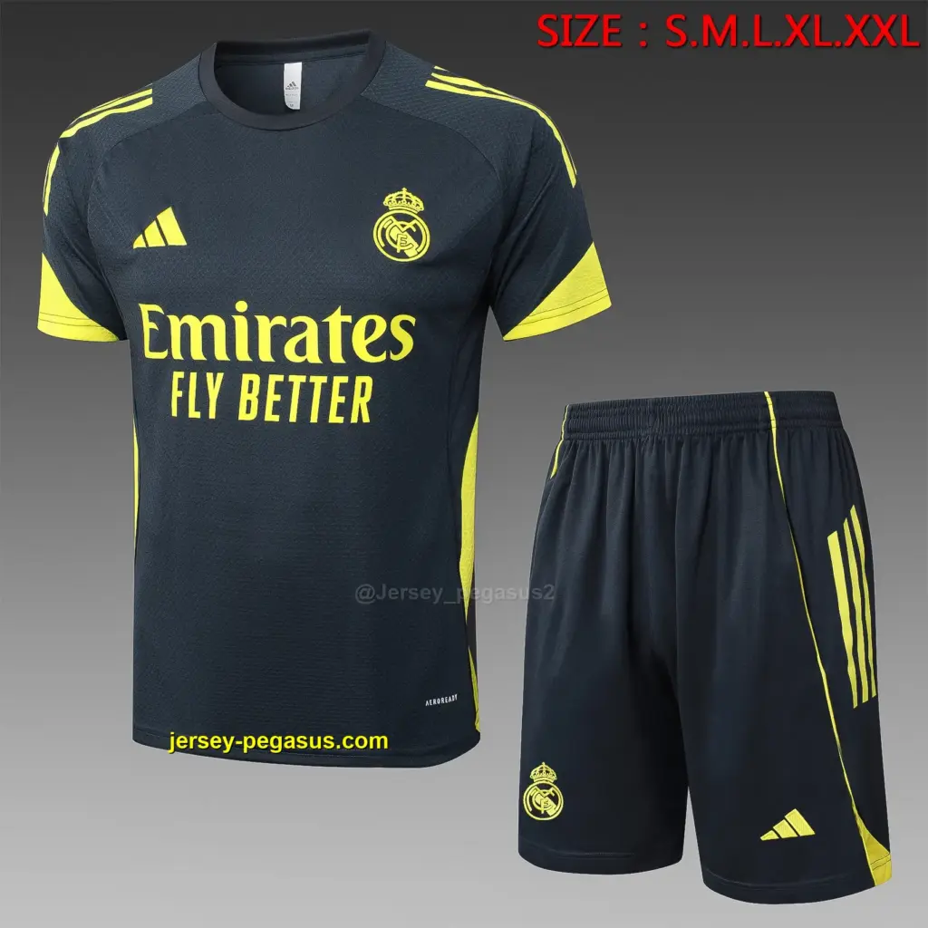 2526 short-sleeved Real Madrid dark gray (with yellow)-Real Madri