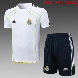 2526 short-sleeved Real Madrid white (green edge)-Real Madri