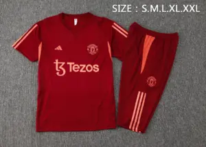 Short-sleeved 2324 maroon Manchester United (with cropped pants)--Manchest