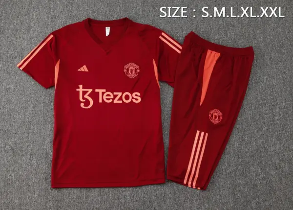 Short-sleeved 2324 maroon Manchester United (with cropped pants)--Manchest