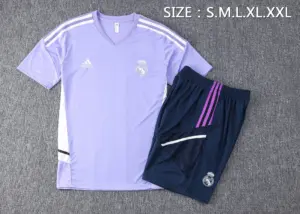 short-sleeved 2223 Real Madrid light purple (with five-length pants))