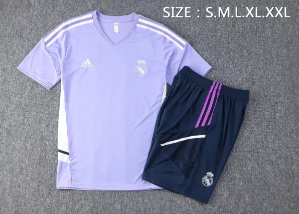 short-sleeved 2223 Real Madrid light purple (with five-length pants))