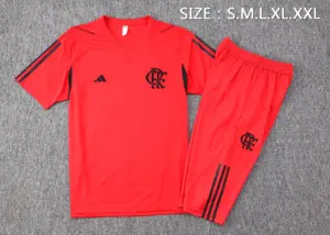 short-sleeved 2324 flamenco red (with cropped pants)