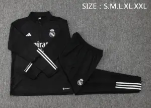 2324 Half Pull Real Madrid Black (White Three Sides)-Real Madrid