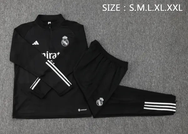 2324 Half Pull Real Madrid Black (White Three Sides)-Real Madrid