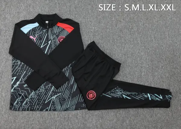 2324 Half-La Manchester City black inkjet (shoulder red and blue)
