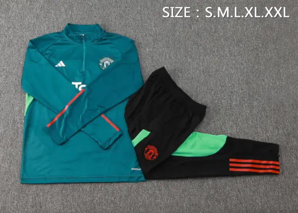 2324 half pull Manchester United dark green-Manchester United