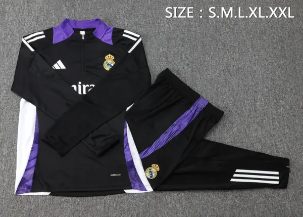2425 Half Pull Real Madrid Black (Purple Collar)-Real Madrid
