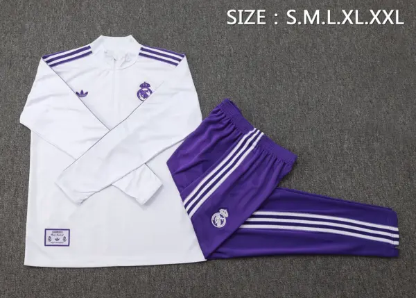 2526 Half Pull Real Madrid White Retro Version-Real Madri