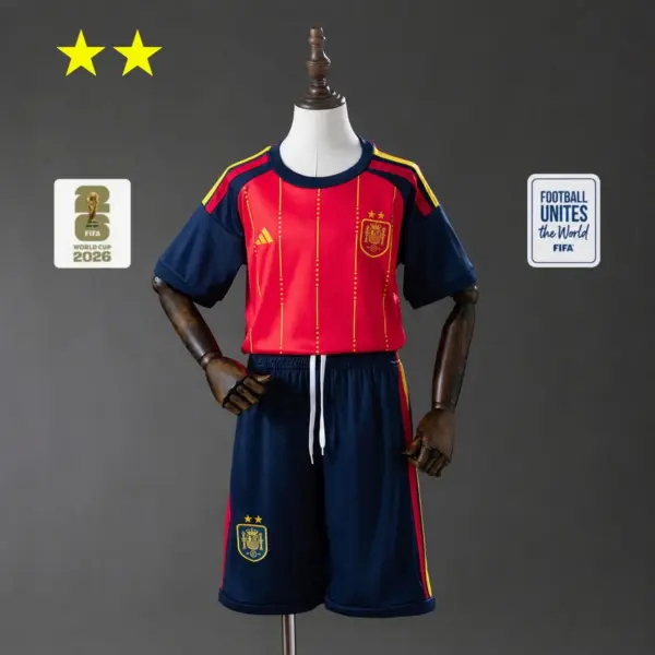 Spain 2026 Home 2-Star Champion Edition Kids Kit Jersey