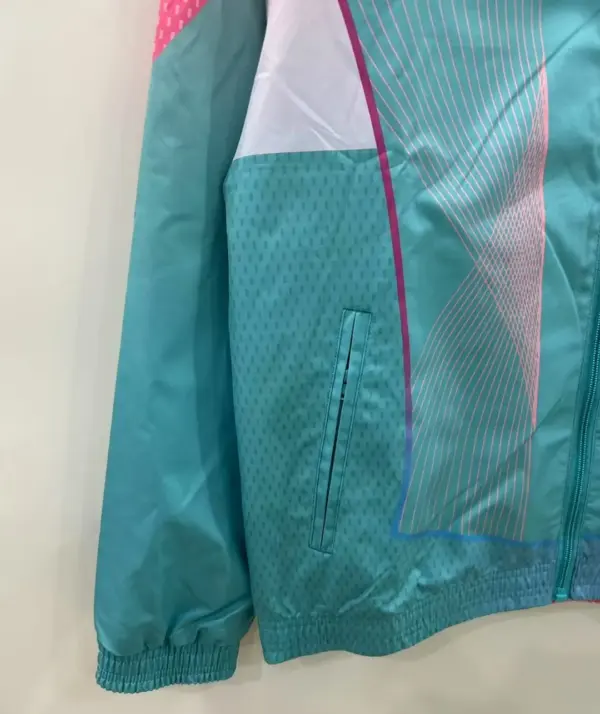 2526 Barcelona pink and green double-sided embroidered windbreaker