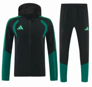 Adidas Black Full Zipper Hooded Windbreaker Jacket Tracksuit + Long Pants
