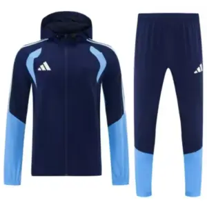 Adidas Navy Blue Full Zipper Hooded Windbreaker Jacket Tracksuit + Long Pants