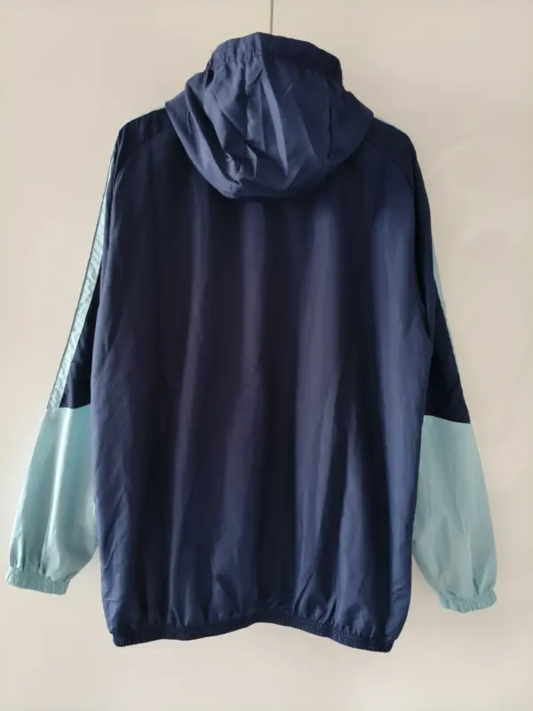 Argentinian sapphire blue hooded single-sided windbreaker