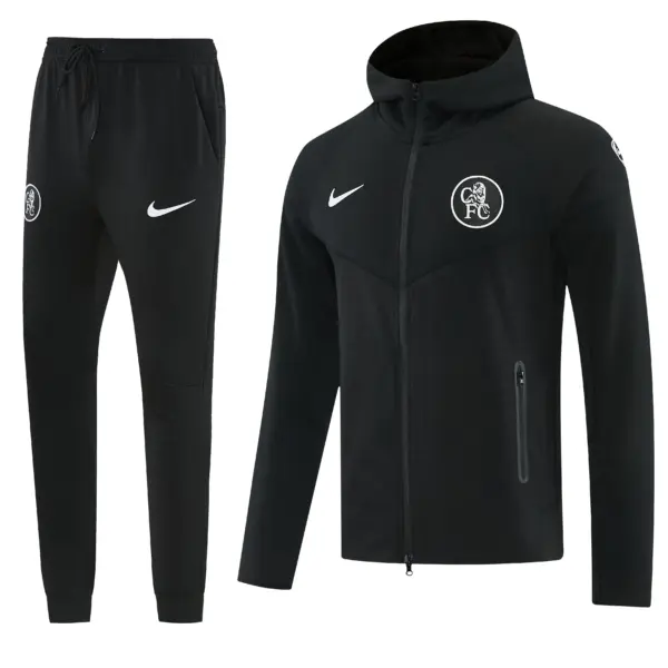 Chelsea Black Full Zipper Hoodie Windbreaker + Long Pants