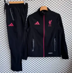 Liverpool BlackRed Full Zipper Windbreaker + Long Pants
