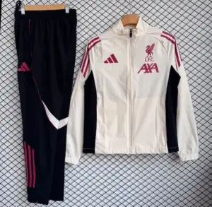 Liverpool CreamRed Full Zipper Windbreaker + Long Pants