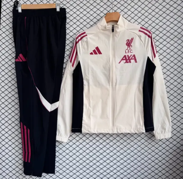 Liverpool CreamRed Full Zipper Windbreaker + Long Pants