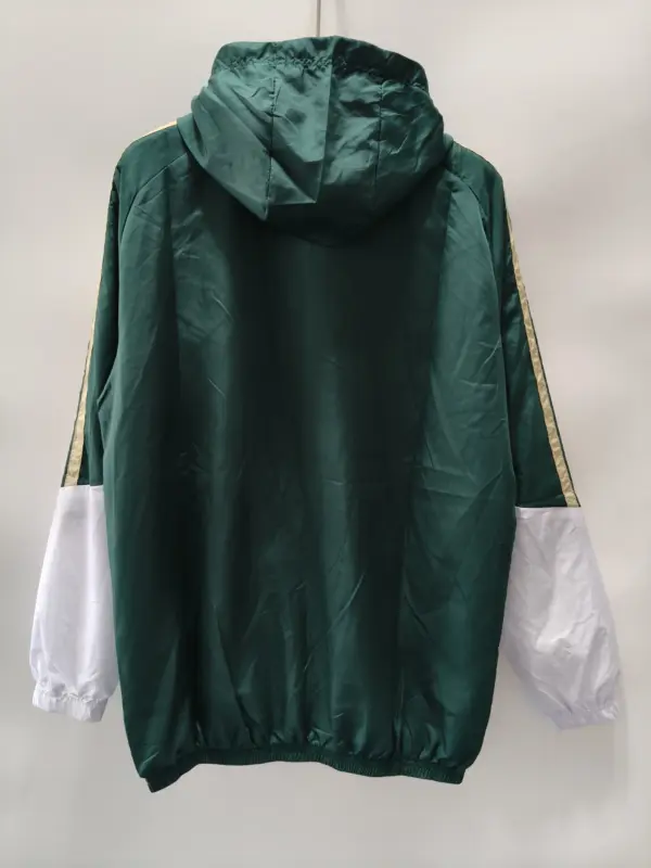 Italian dark green plaid single-sided hooded windbreaker