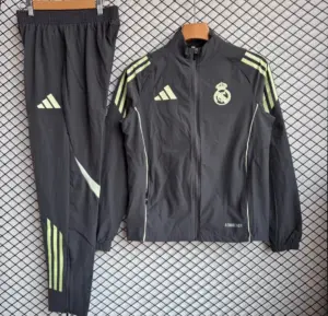 Real Madrid BlackGreen Full Zipper Windbreaker + Long Pants