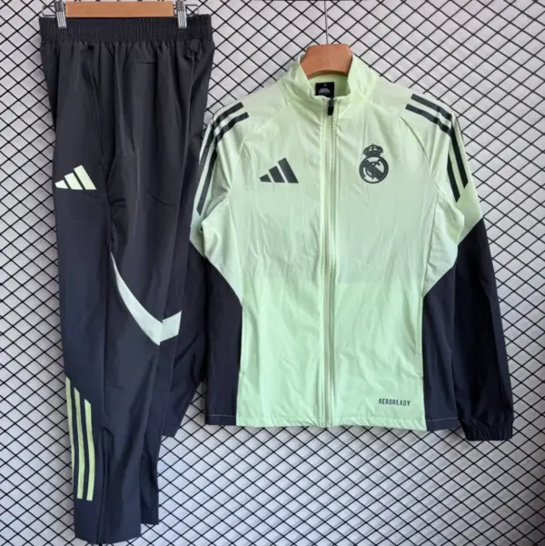 Real Madrid Green Full Zipper Windbreaker + Long Pants