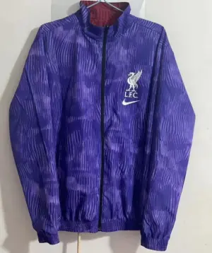 Liverpool red embroidered reversible trench coat