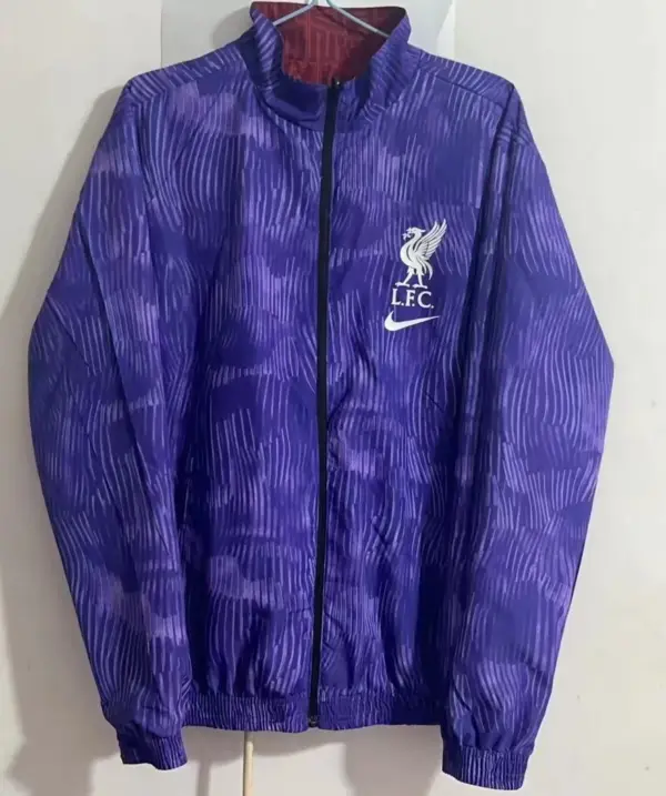 Liverpool red embroidered reversible trench coat