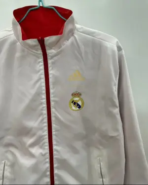 Real Madrid red and white double-sided silicone windbreaker