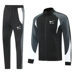 2025 Nike Air Black Tracksuit Set with Gray and White Accents Full Zipper Jacket
